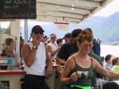 skaters on boat, Rhine River, Germany