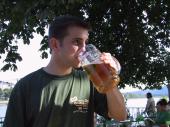 Adam enjoying a beer, Koblenz, Germany