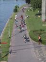 skaters along river, Frankfurt