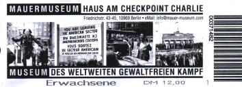 Ticket to Checkpoint Charlie Museum, Berlin