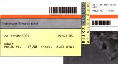 Ticket to Rijksmuseum, Amsterdam